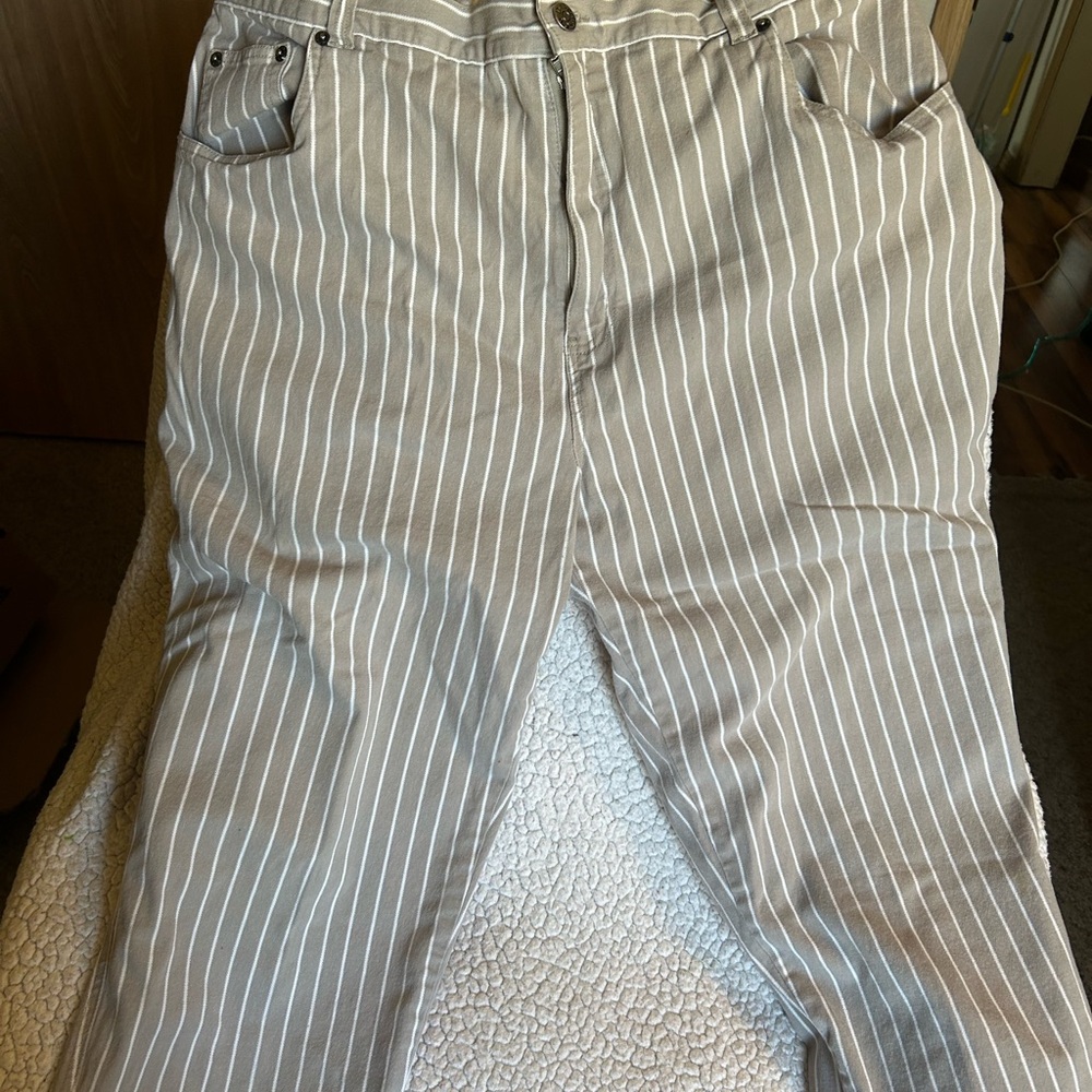 Denim & Co. Gray Striped Pants